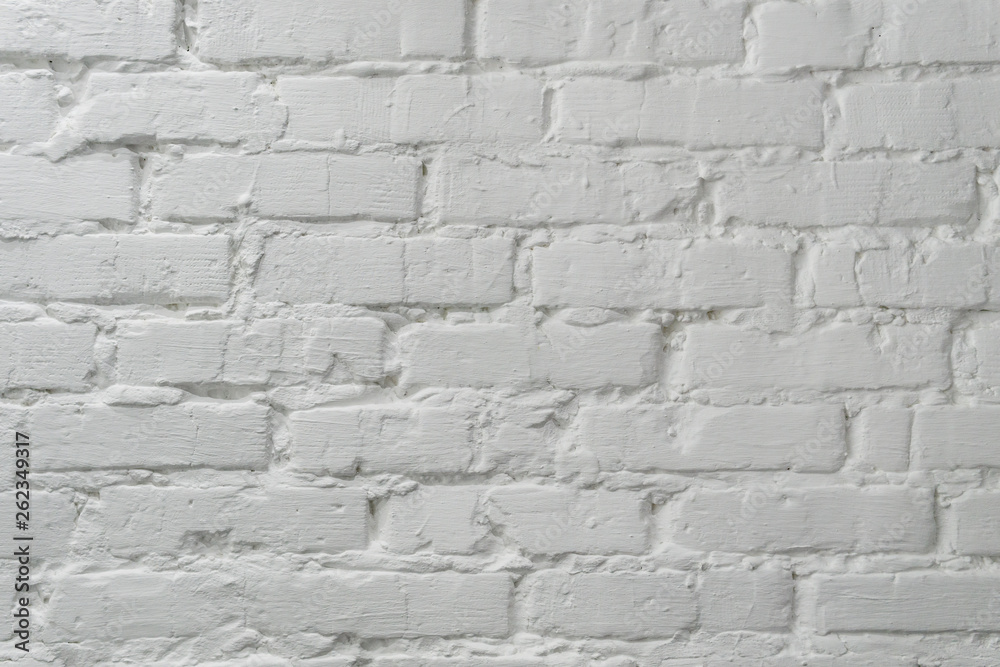 White brick wall. White loft brick background.