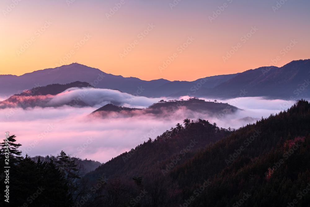 Obraz premium 早朝の竹田城跡