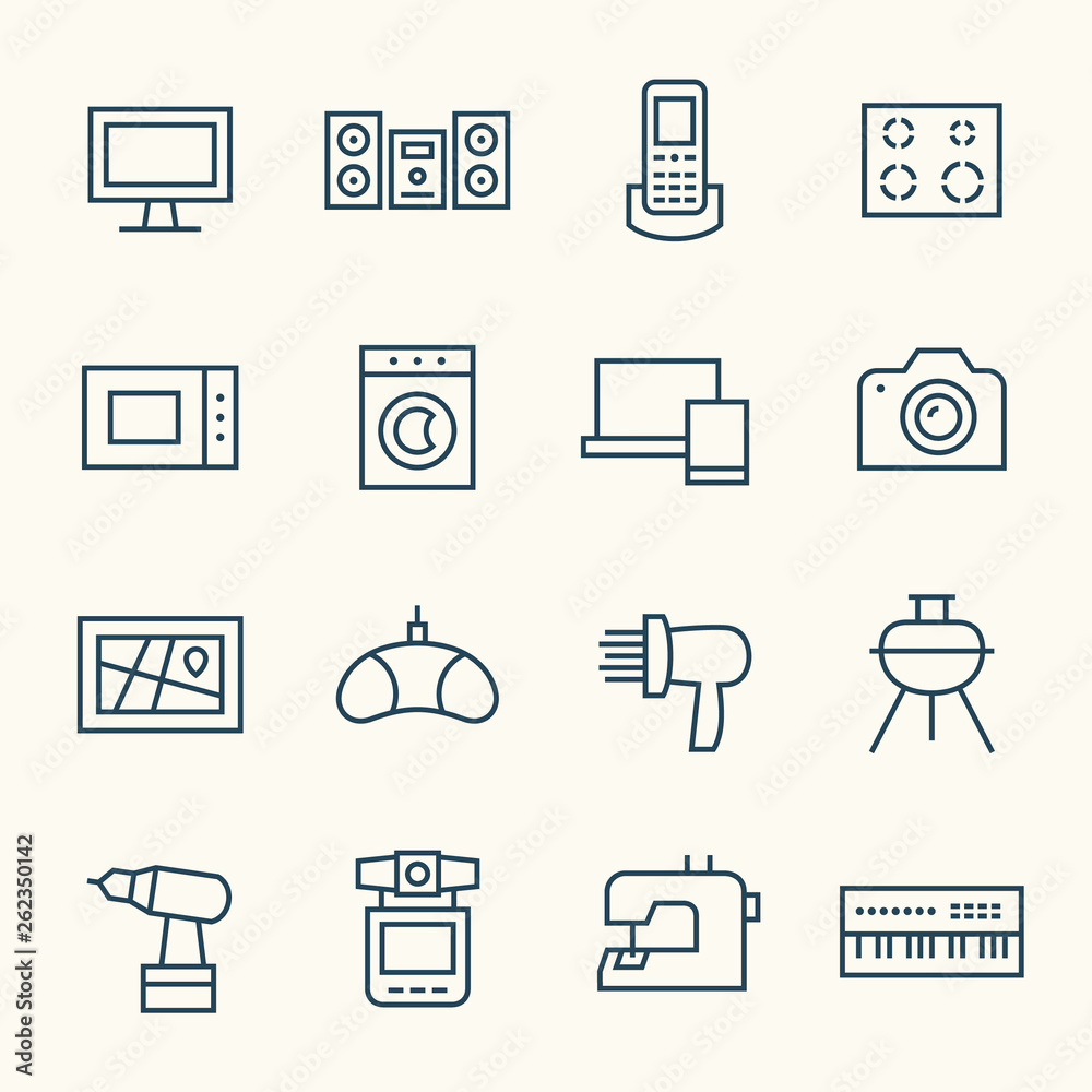 Home electronics line icon set Home electronics line icon set