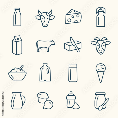 Milk line icon set