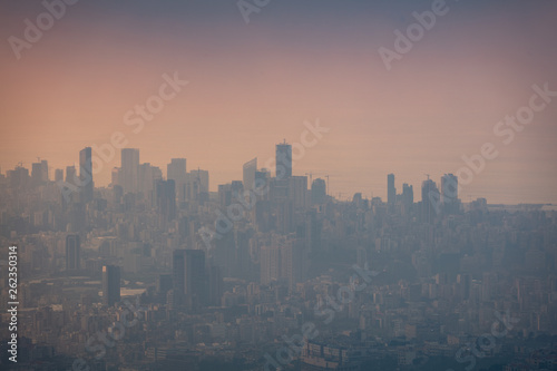 Beirut Skyline during Golden Hour from Aley, Middle East (Lebanon)