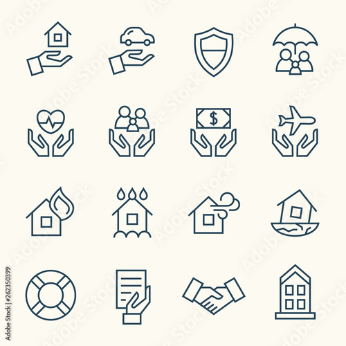 Insurance line icon set