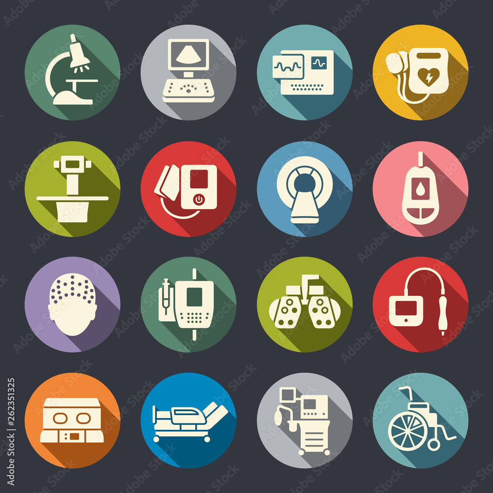 Medical equipment vector icon set Medical equipment vector icon set