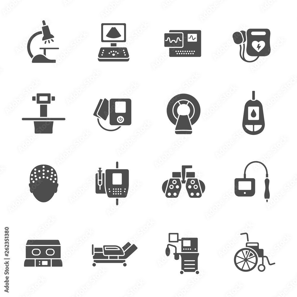 Medical equipment icon set Medical equipment icon set