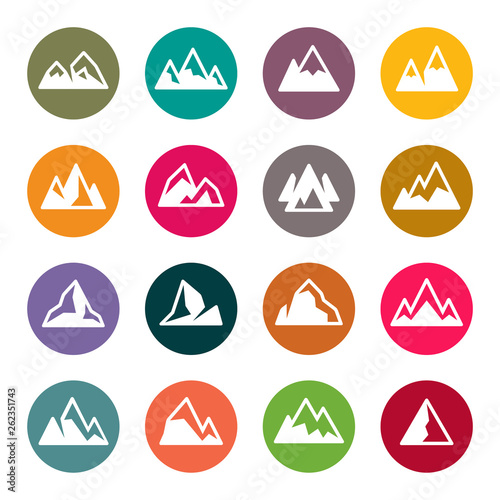 Mountains vector icon set