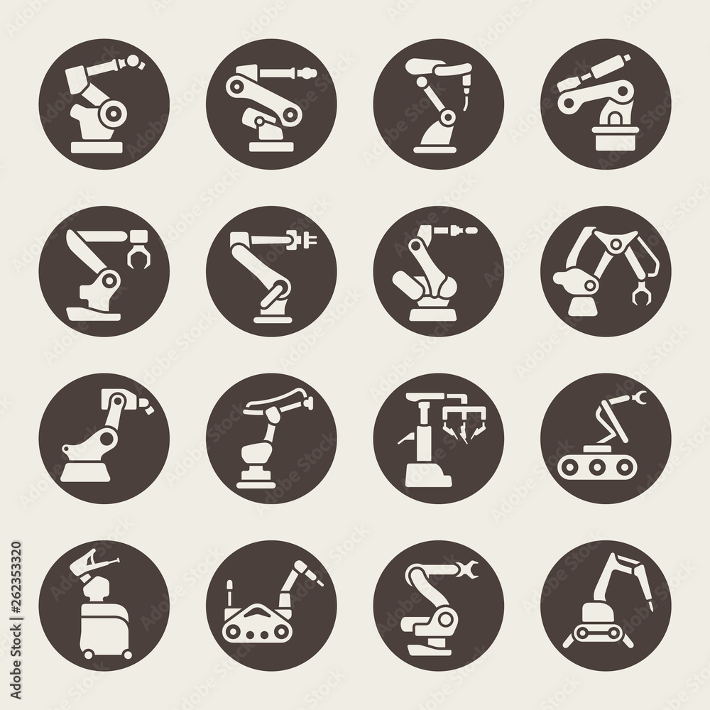 Fototapeta premium Robotic arm vector icons et