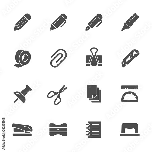 Stationery vector icon set