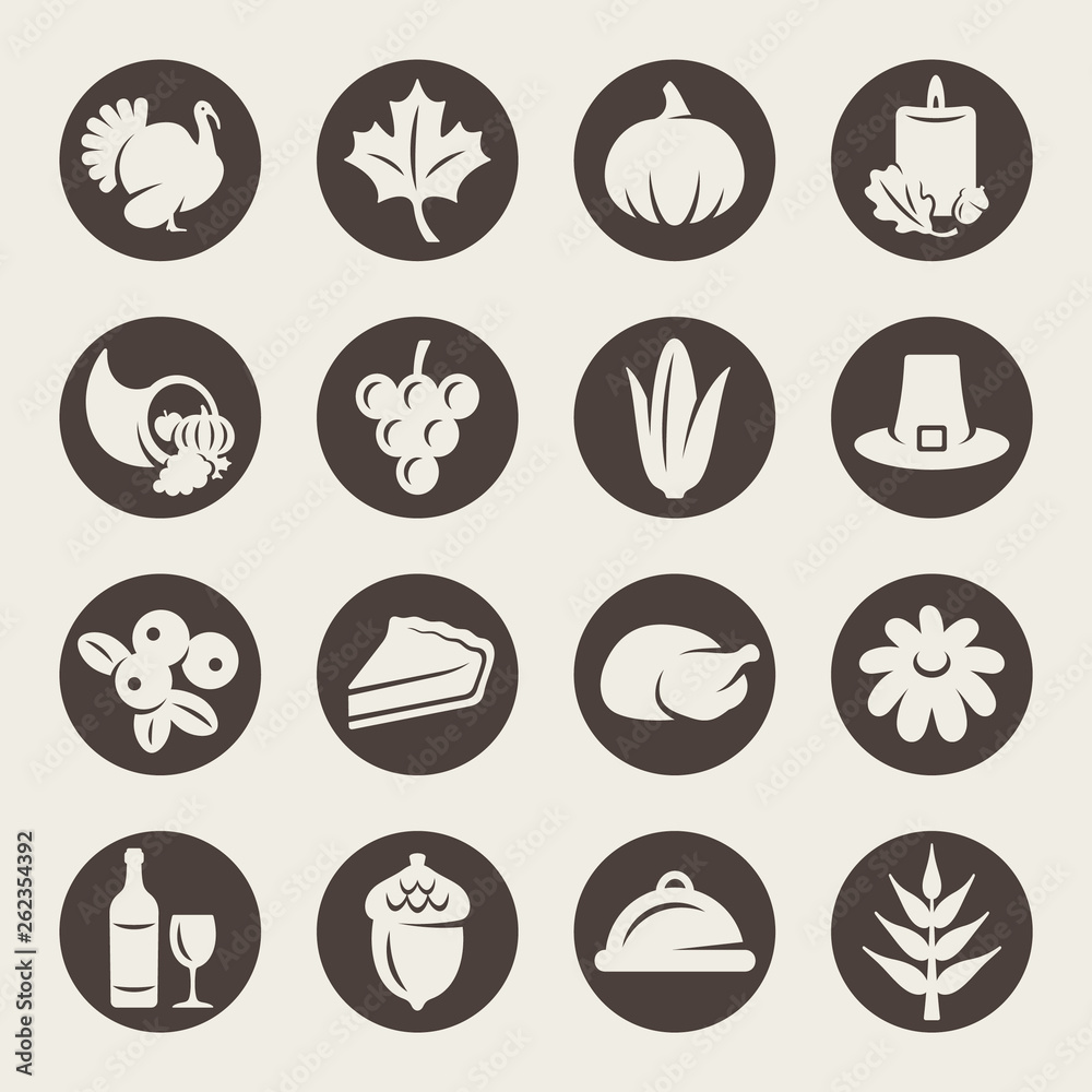 Thanksgiving Day vector icon set