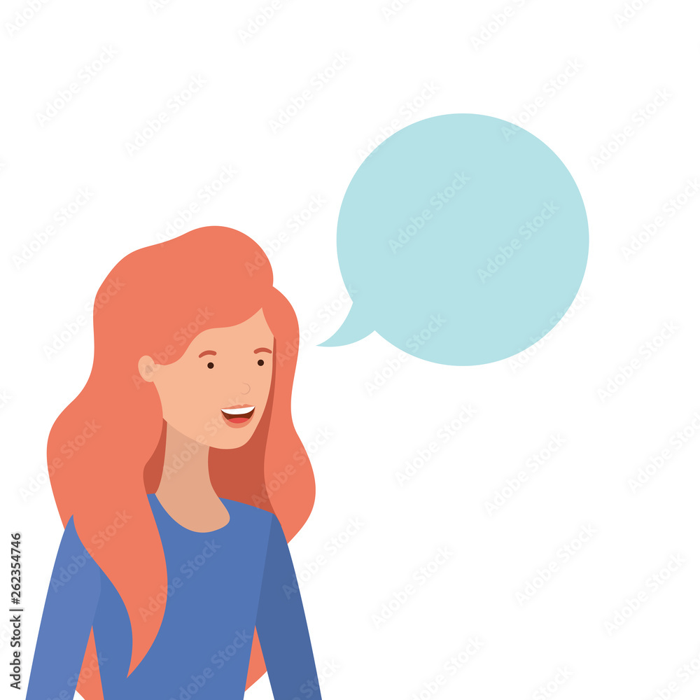 woman with speech bubble avatar character