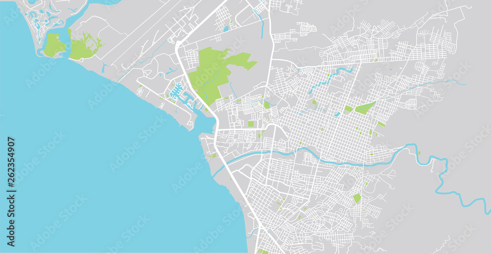 Urban vector city map of Puerto Vallarta, Mexico