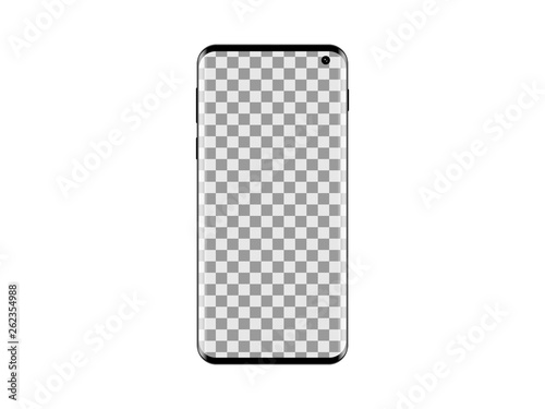 New smartphone with transparent screen on white background isolated vector illustration.  with clipping mask on the screen