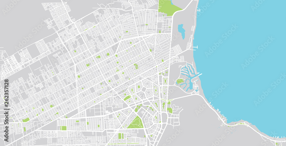 Urban vector city map of Cancun, Mexico