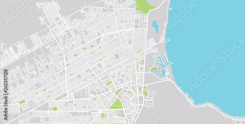 Urban vector city map of Cancun, Mexico