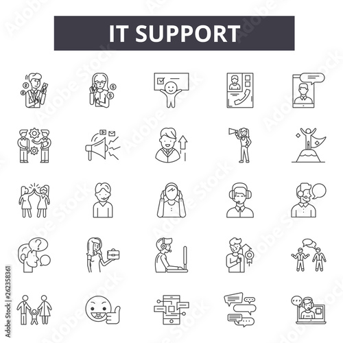It support line icons, signs set, vector. It support outline concept illustration: support,service,customer,help,contact,technical