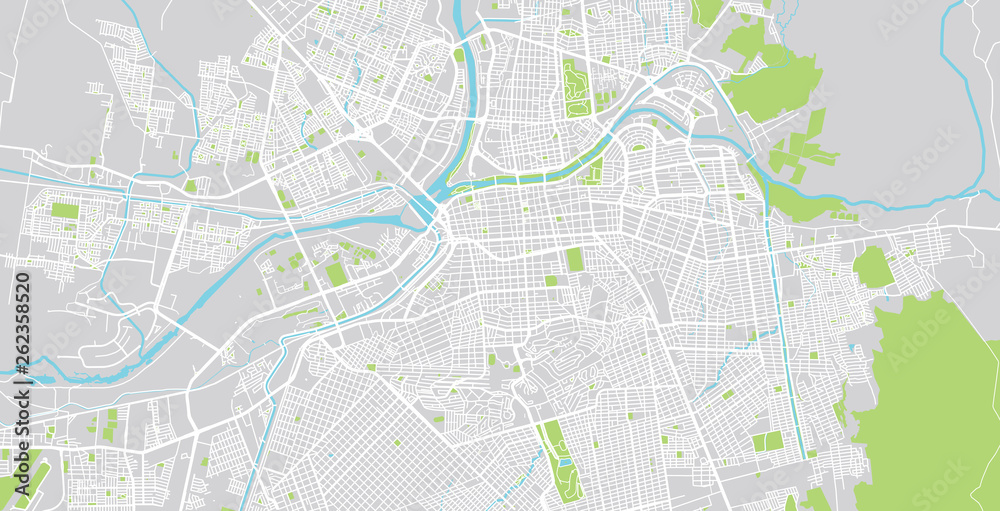 Urban vector city map of Caliacan, Mexico