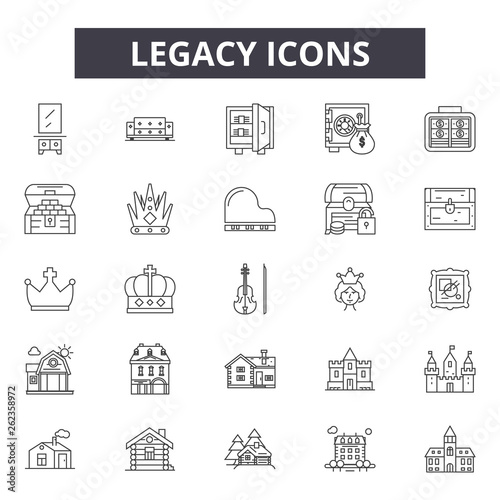 Legacy line icons, signs set, vector. Legacy outline concept illustration: legacy,isolated,finance,design