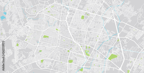 Urban vector city map of Leon, Mexico