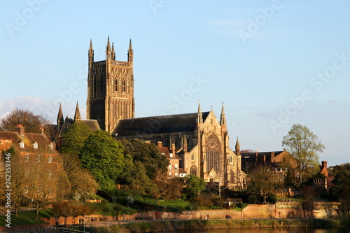 Worcester cathedral from the river Severn. photo