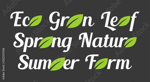 Labels with green leafs, Ec...