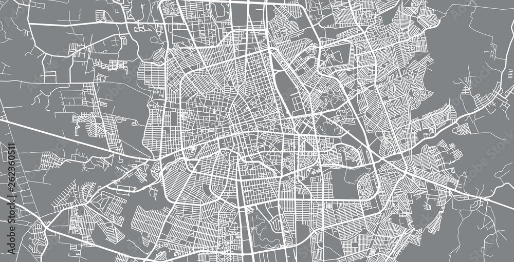 Obraz premium Mapa miasta miejskiego wektor Aguascalientes, Meksyk