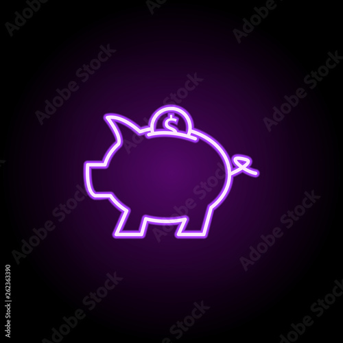money bag pigeon neon icon. Elements of finance and chart set. Simple icon for websites, web design, mobile app, info graphics