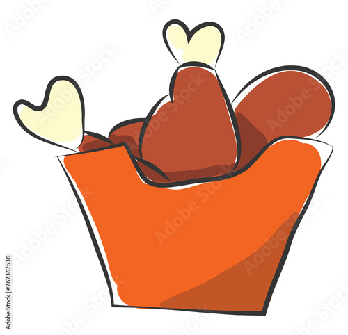 A box of deeply fried chicken legs vector or color illustration