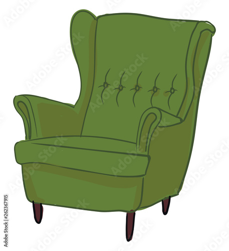 A green living room chair vector or color illustration