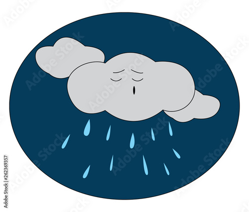 Cartoon of a rainy night over dark blue background vector or color illustration