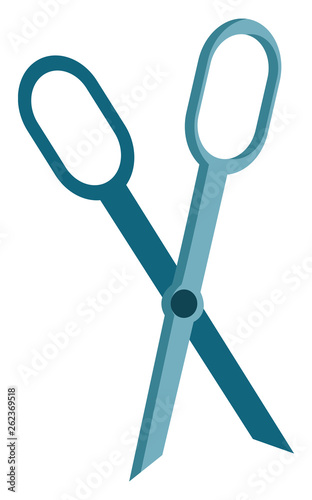 An upside down blue-colored scissors/Open scissor upside down vector or color illustration