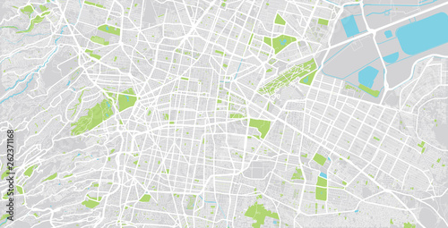 Urban vector city map of Mexico City, Mexico