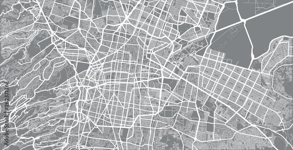 Fototapeta Miejska wektorowa mapa miasta Meksyk, Meksyk