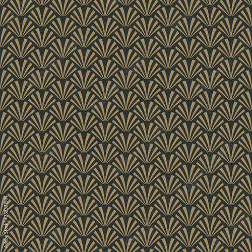 Art Deco Seamless Pattern - Repeating pattern design with art deco motif in anthracite and vintage gold