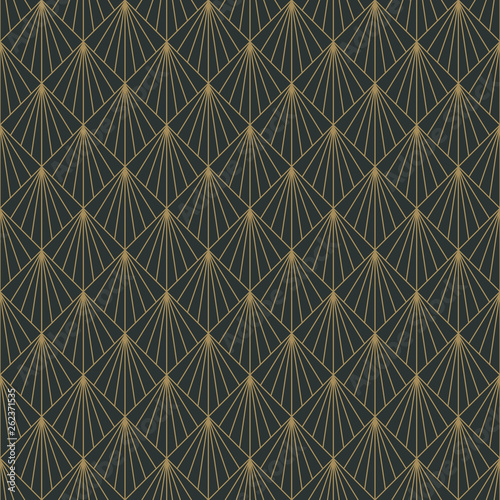 Art Deco Seamless Pattern - Repeating pattern design with art deco motif in anthracite and vintage gold