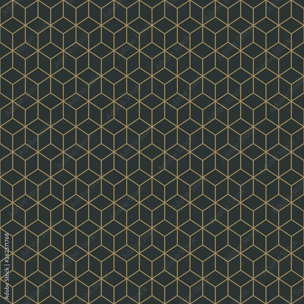 Fototapeta premium Art Deco Seamless Pattern - Repeating pattern design with art deco motif in anthracite and vintage gold