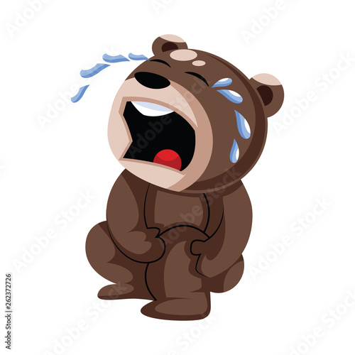 Hurted brown teddy bear with injured knee vector illustration on a white background