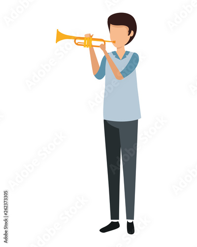 man playing trumpet character