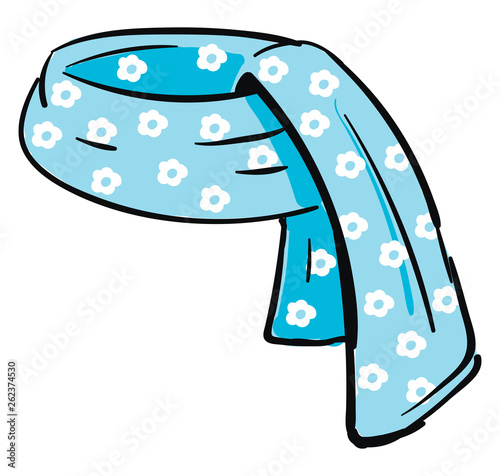 Blue-colored floral scarf vector or color illustration
