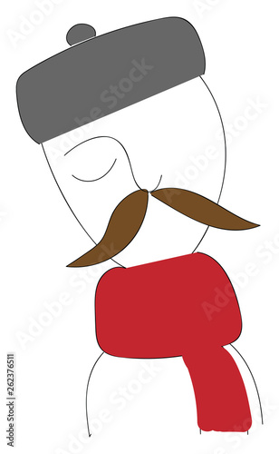 A one-eyed man is with a long mustache vector or color illustration