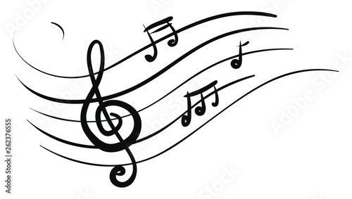 A silhouette of musical notes over white background vector or color illustration
