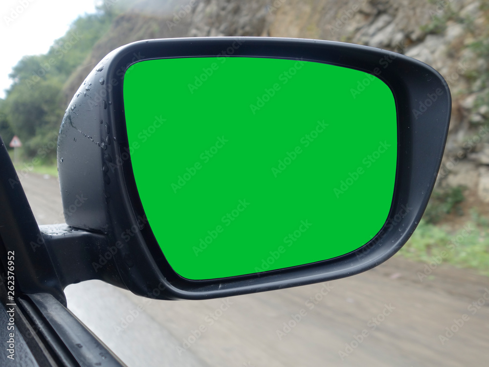 car mirror green box
