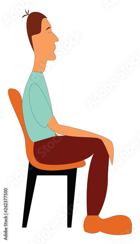A boy relaxing in his chair with eyes closed vector or color illustration