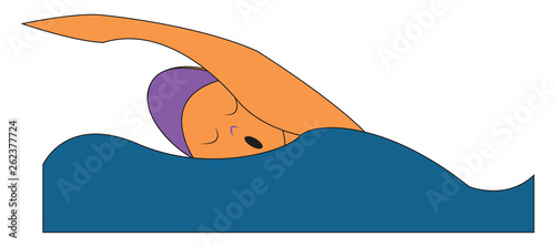 Clipart of a swimmer in a purple-colored swimming suit vector or color illustration