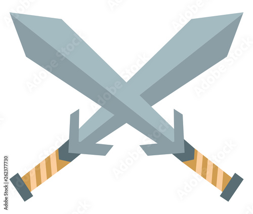 Clipart of two crossed swords pointing up vector or color illustration