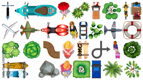 Set of bird eye view element