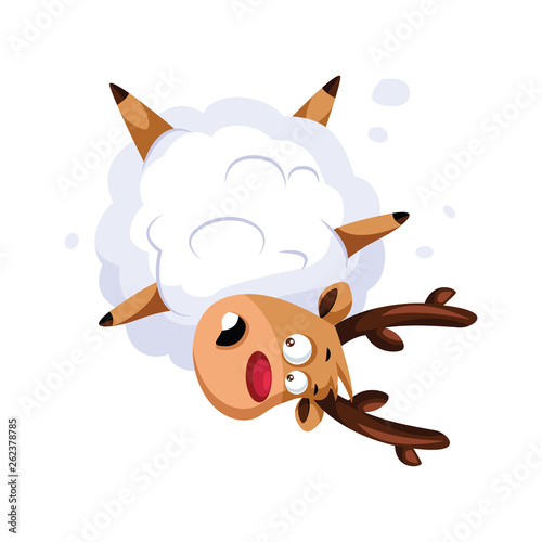 Christmas deer stuck in the snow vector illustration on a white backgorund