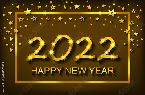 Happy New Year 2022 - greeting card, flyer, invitation - vector