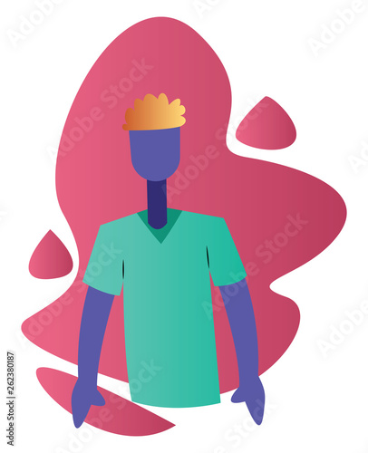 Modern vector illustration of a ward boy in medical shirt on a white background
