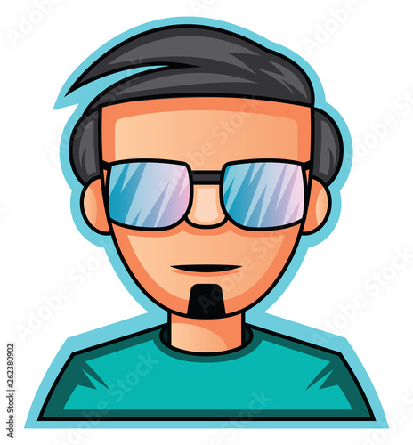 Gamer with glasses Gaming logo illustration vector on white background