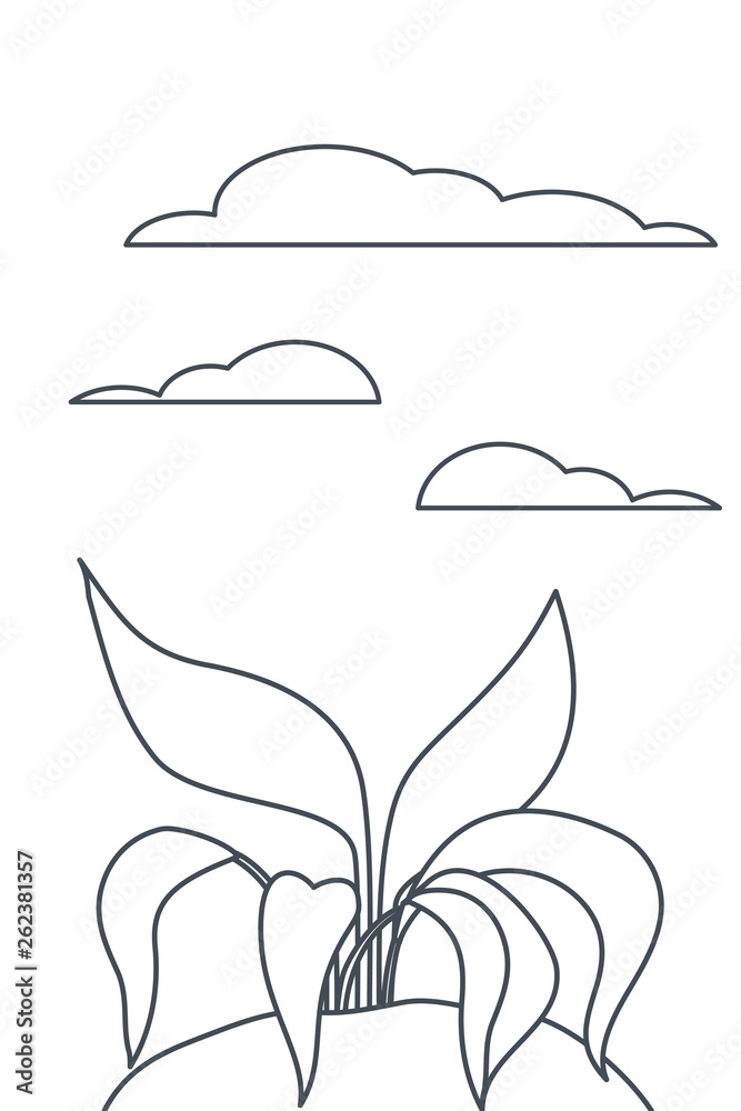 plant in landscape isolated icon plant in landscape isolated icon