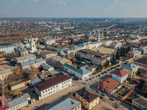 Yelets, Lipetsk region, historical downtown, aerial view from drone © Mulderphoto